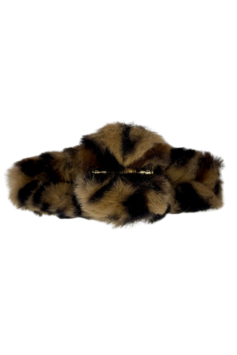 Leopard Print Fuzzy Claw Clip