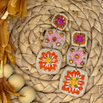 Boho Embroidered Pink Fiesta Earrings