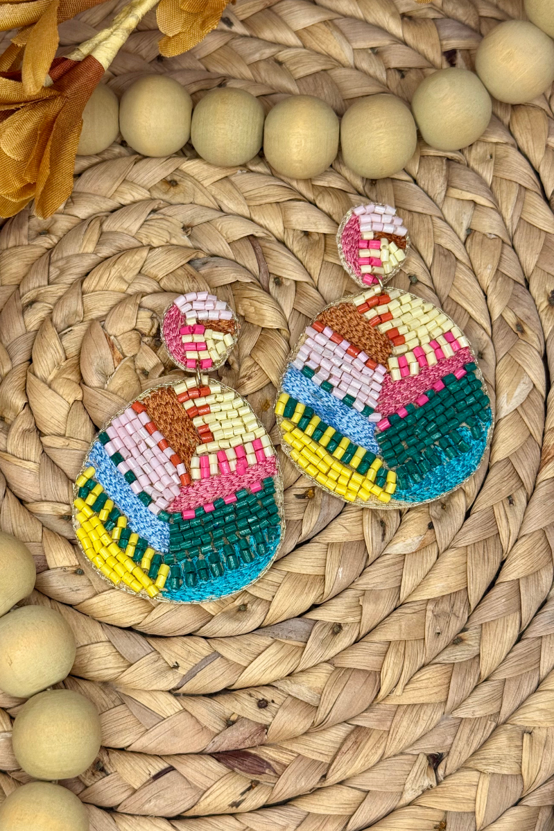 Boho Embroidered Painted Mesa Earrings