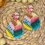 Boho Embroidered Painted Mesa Earrings