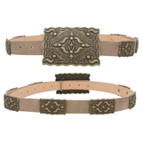 Tan Southwestern Rectangle Concho Buckle Belt
