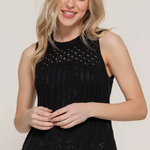 Sleeveless Crochet Sweater | Black