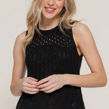 Sleeveless Crochet Sweater | Black
