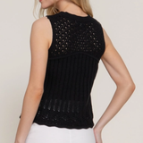 Sleeveless Crochet Sweater | Black