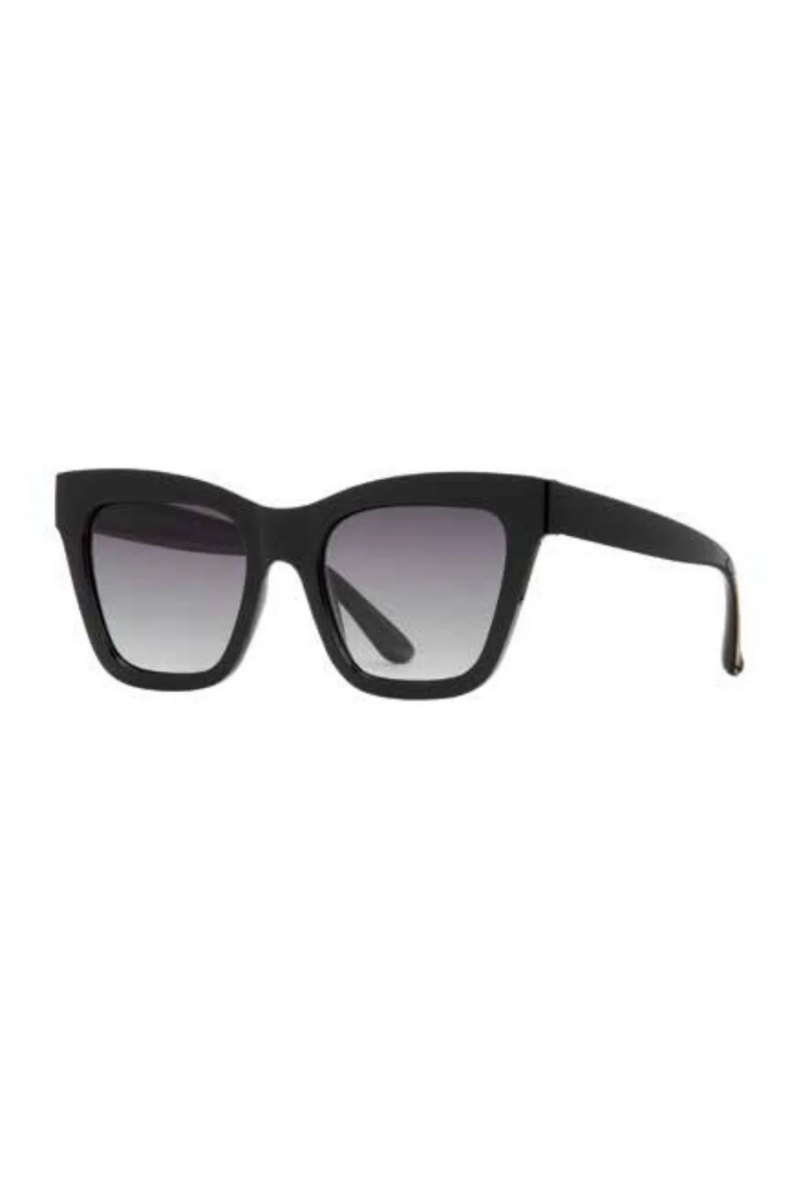 Black sunglasses with gradient lenses on a white background