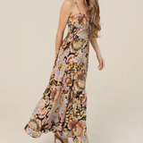 Floral Tie Bust Maxi Dress with Side Slit