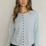 Asher Blue Stripe Button-Down Cardigan