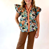 Floral Print Flutter Sleeve Top