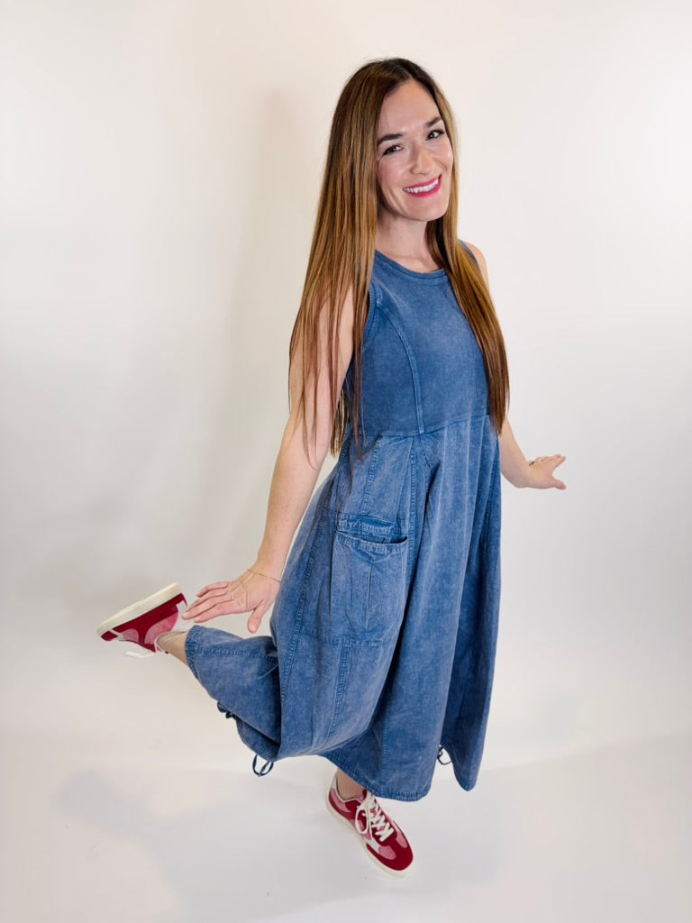 Mineral Washed Rib Knit Cargo Dress – The Boutique
