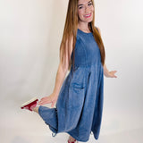 Mineral Washed Rib Knit Cargo Dress