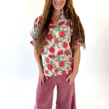 Vintage Rose Puff Sleeve Top