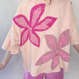 Washed Flower Patchwork Terry Top