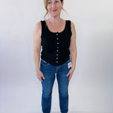 Mineral Washed Knit Tank Top + Lace Trim