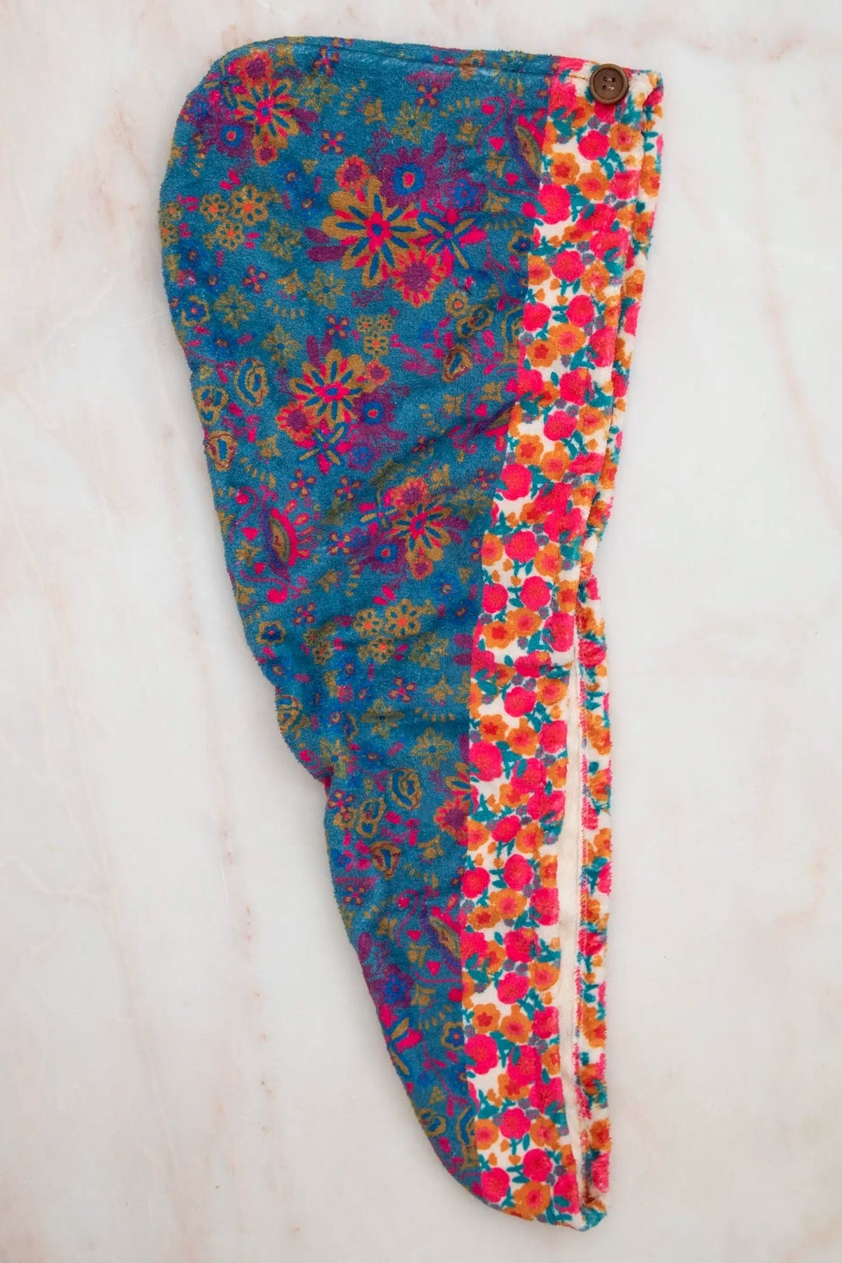 Colorful floral-patterned leggings on a light background