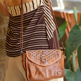 Occurrence Studded Leather Crossbody in Tan Dip Dye| Bed|Stü