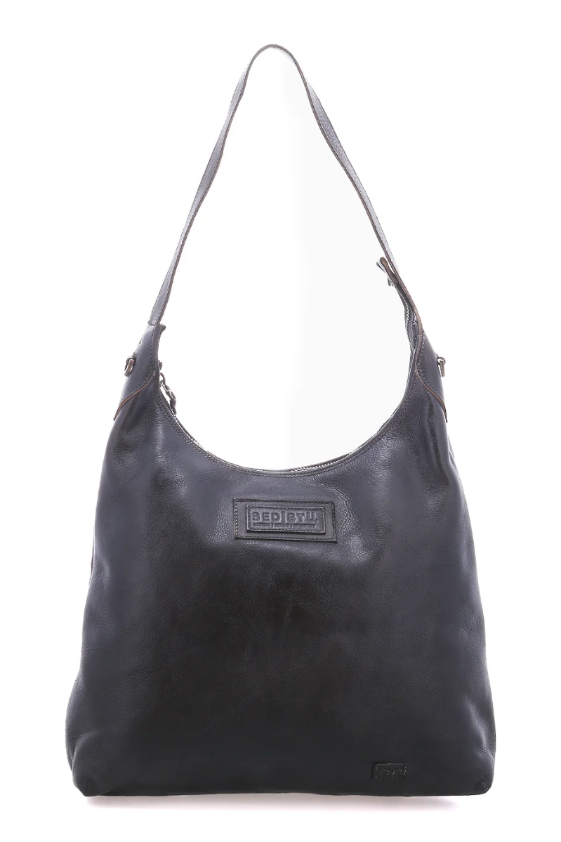 Dallas LTC Leather Shoulder Bag in Black Rustic | Bed|Stü
