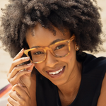 Eco-Sustainable Blue Light Readers | Alden | Matte Gold Tort/Zebra Wood/Blue Light