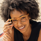 Eco-Sustainable Blue Light Readers | Alden | Matte Gold Tort/Zebra Wood/Blue Light