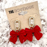 Christmas Red Bow Dangle Earrings