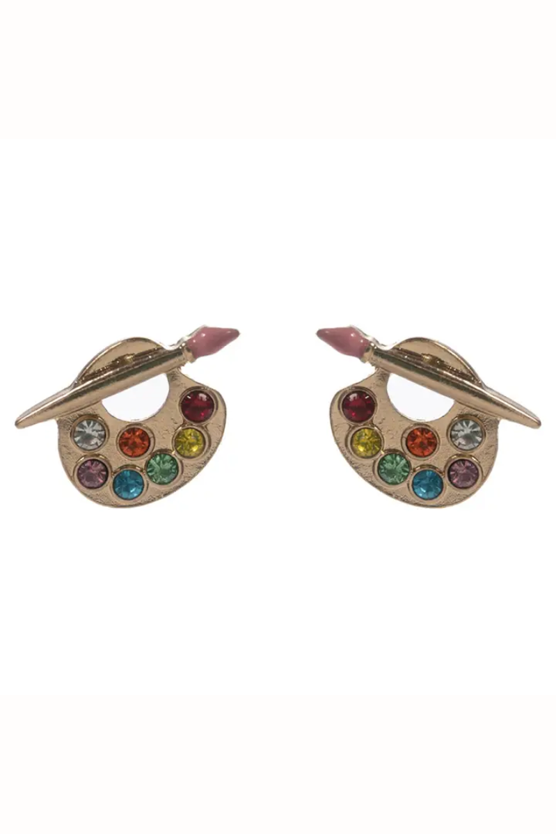 Paint Brush & Palette Teacher Earrings