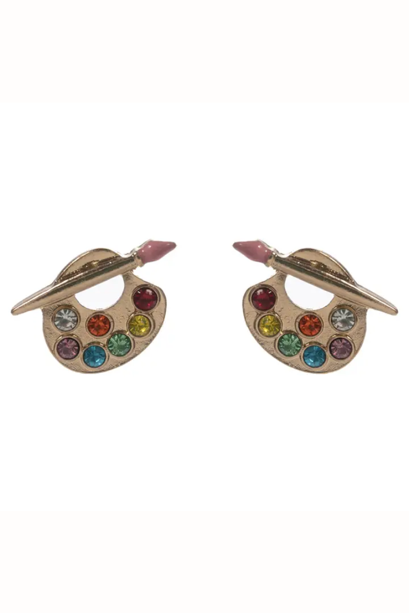 Paint Brush & Palette Teacher Earrings
