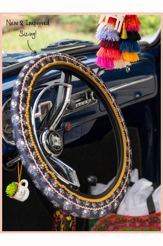 Steering Wheel Cover | Black Rose | Natural Life