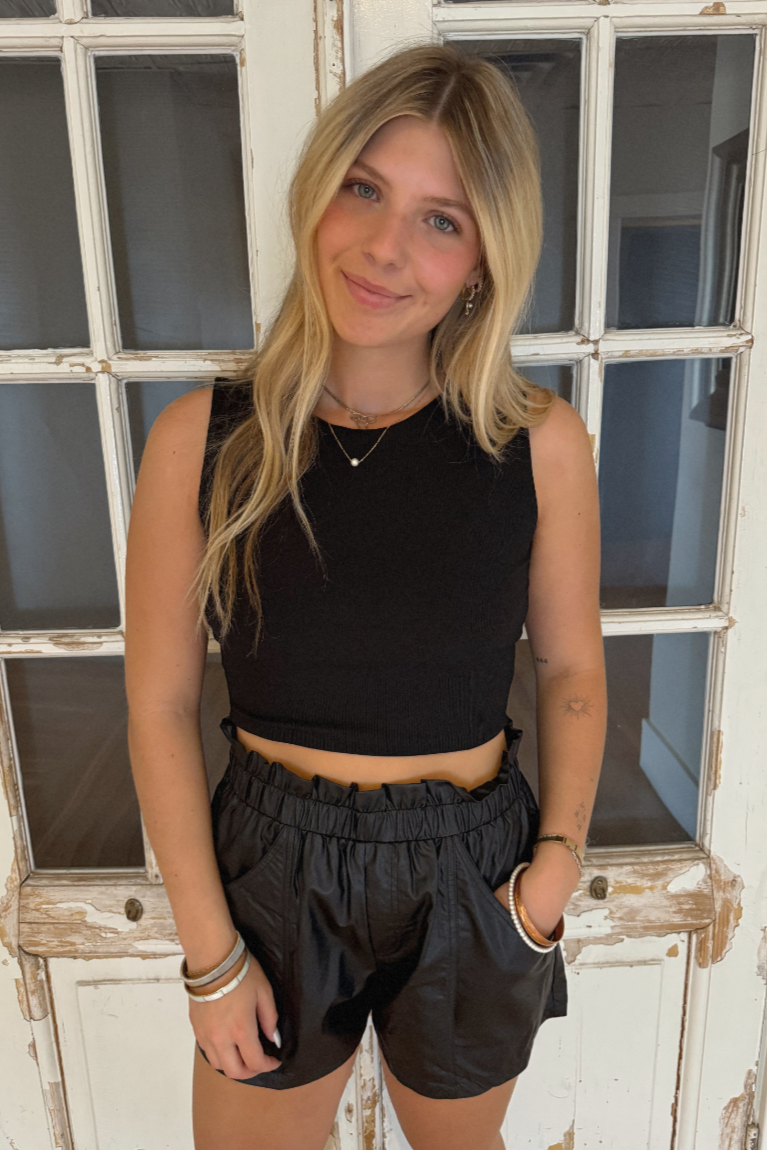 Reversible Knit Crop Top - Black