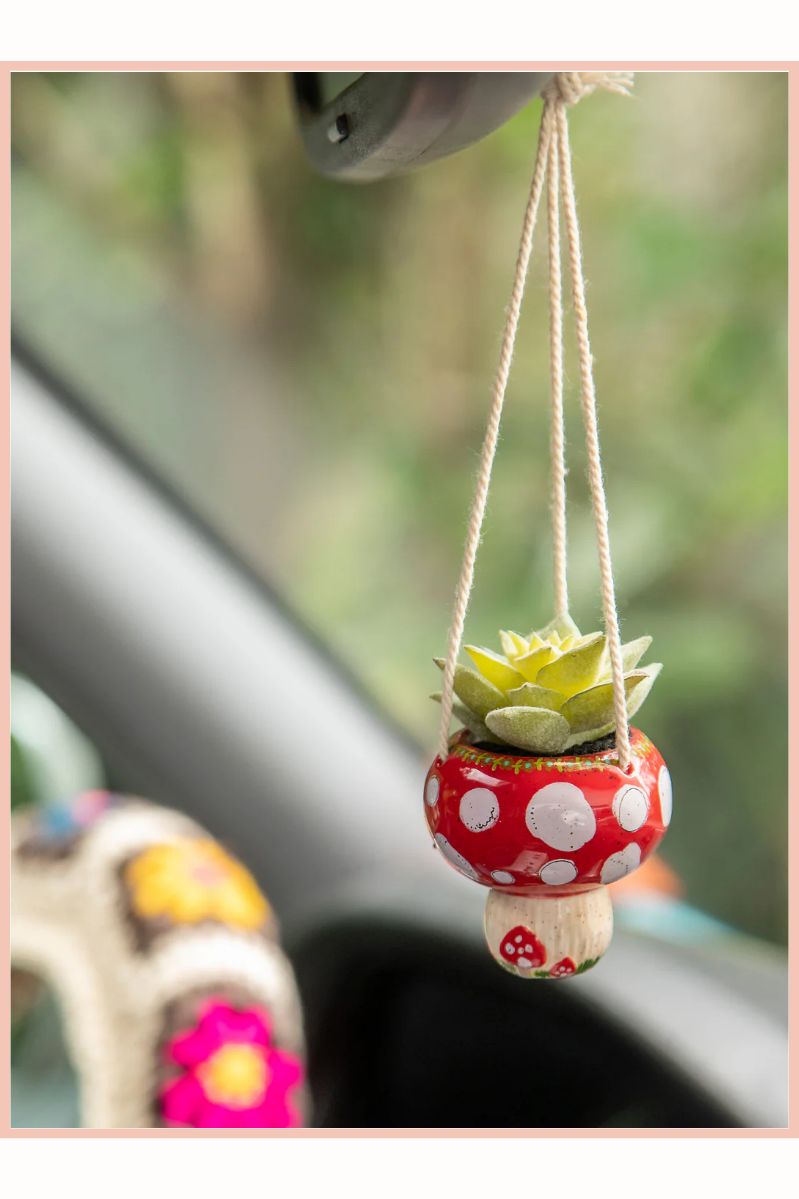 Faux Succulent Mushroom Car Charm | NATURAL LIFE