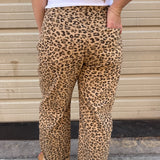 RISEN High Rise Crop Barrel Leopard Cuffed Pants