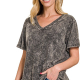 Mineral Washed Cotton V-Neck Tee