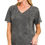 Mineral Washed Cotton V-Neck Tee