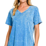 Mineral Washed Cotton V-Neck Tee