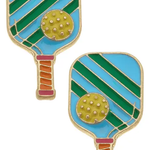 Pickleball Enamel Stud Earrings in Green & Blue