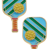 Pickleball Enamel Stud Earrings in Green & Blue