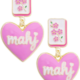Mahj Cherry Blossom Tile Earrings in Lilac