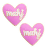 Mahj Enamel Heart Stud Earrings in Lilac