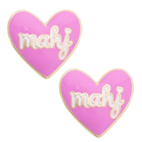 Mahj Enamel Heart Stud Earrings in Lilac