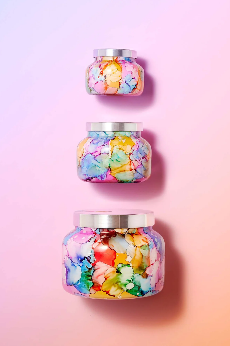 Volcano Rainbow Watercolor Candle | Capri Blue