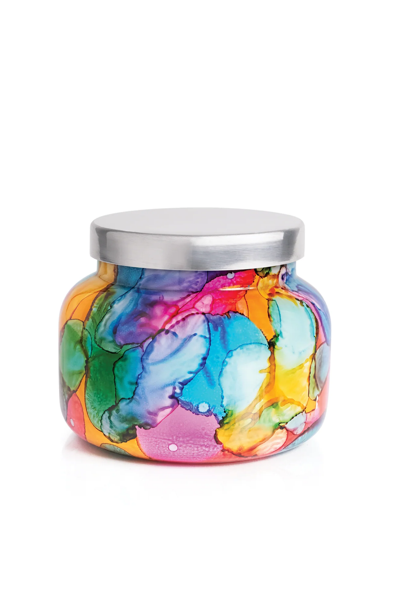 Volcano Rainbow Watercolor Candle | Capri Blue | Signature