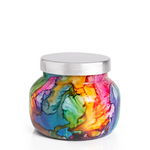 Volcano Rainbow Watercolor Candle | Capri Blue | Petite