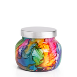 Volcano Rainbow Watercolor Candle | Capri Blue | Petite