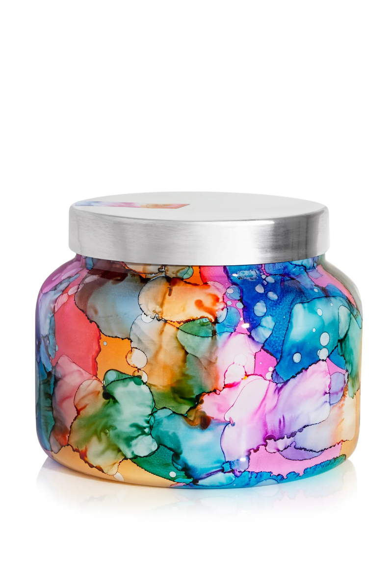 Volcano Rainbow Watercolor Candle | Capri Blue | Jumbo