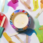 Volcano Rainbow Watercolor Candle | Capri Blue