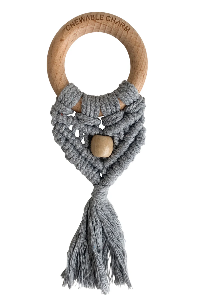 Celeste Macrame Teether + Bead | Grey