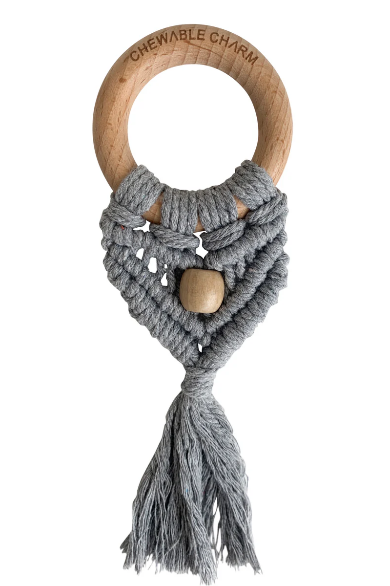 Celeste Macrame Teether + Bead | Grey