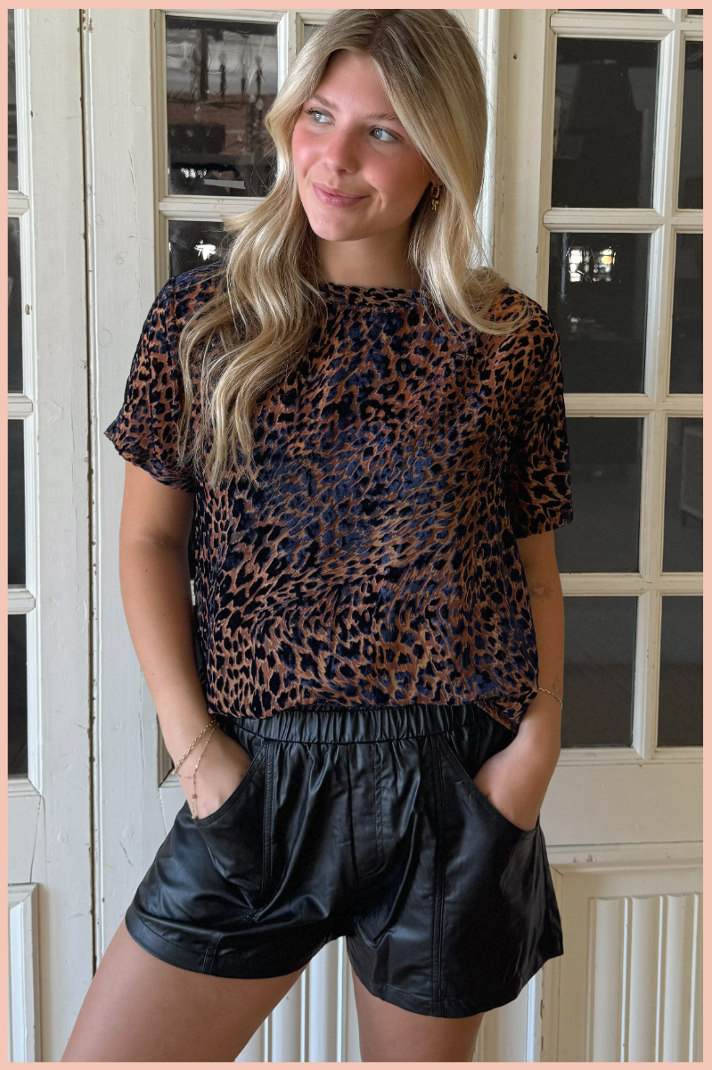 Animal Print Velvet Burnout Tee