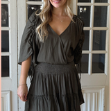 Dolman Sleeve Smocked Mini Dress
