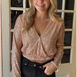 Long Sleeve Sequin Crop Top