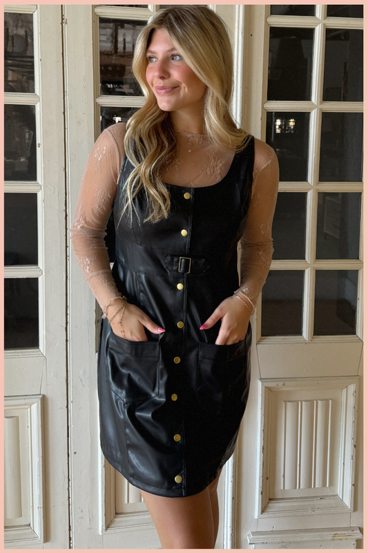 Faux Leather Fit Dress