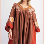 Embroidered Linen Woven Dress